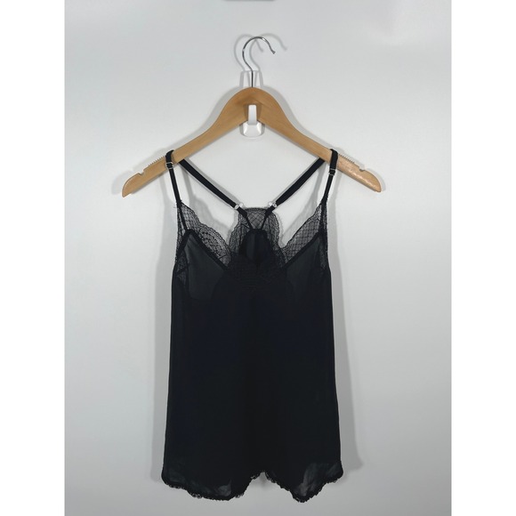 Tops - Y2K Womens Cami Top M Black Lace Lightweight Chic Euro Summer Minimalist Capsule